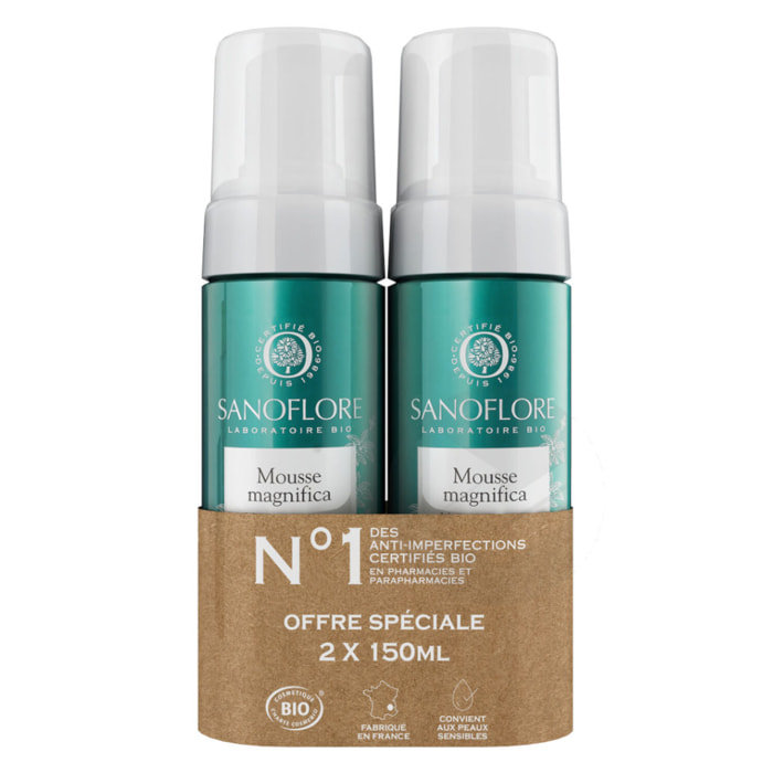 Mousse Magnifica - Mousse désincrustante anti-imperfections certifiée bio 2x150 ml