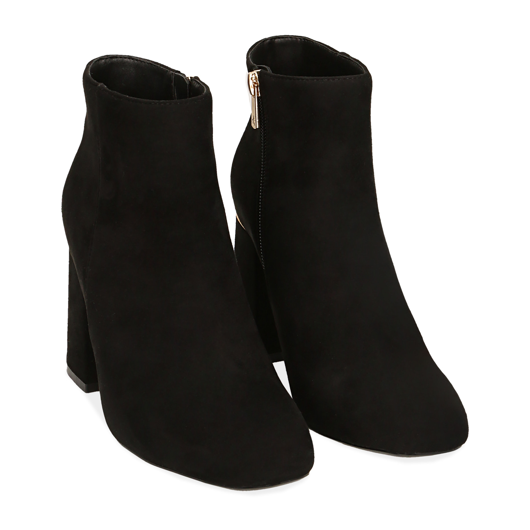 Botines negros de microfibra, tacón 9 cm.