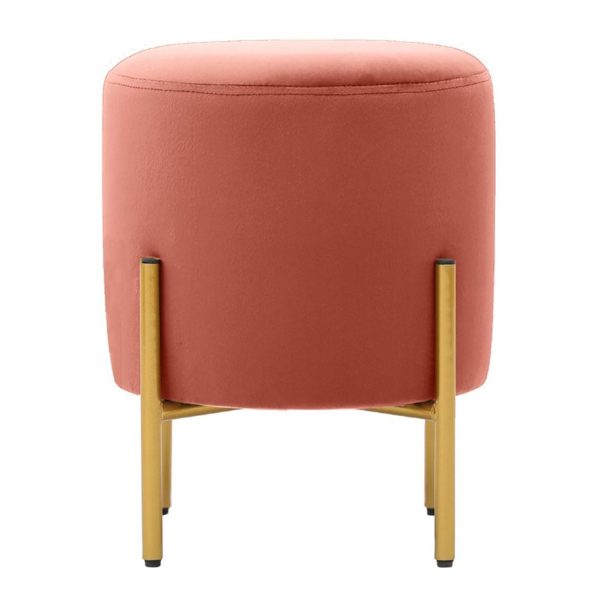 Pouf tondo di design in velluto rosa e piedi ottone