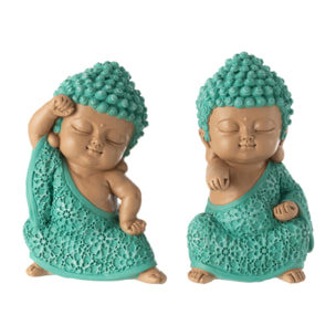 J-Line figurine Moine Combat - polyrésine - azur - 2 pcs