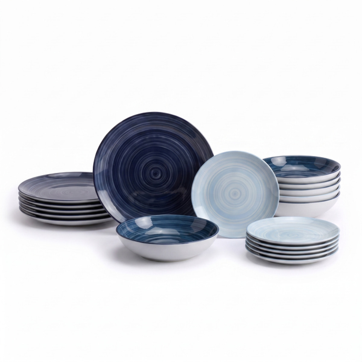 Servizio Tavola da 18 Piatti in Ceramica, lavabile in lavastoviglie e adatto a microonde, Intrecci