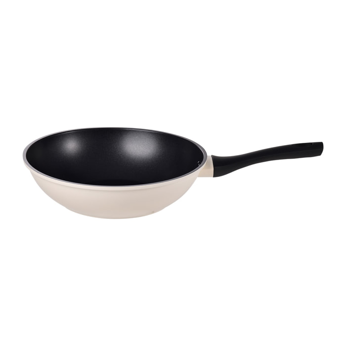 Wok ø28x7,6cm en aluminio forjado de color blanco, apta para inducción y antiadherente expert nerja san ignacio