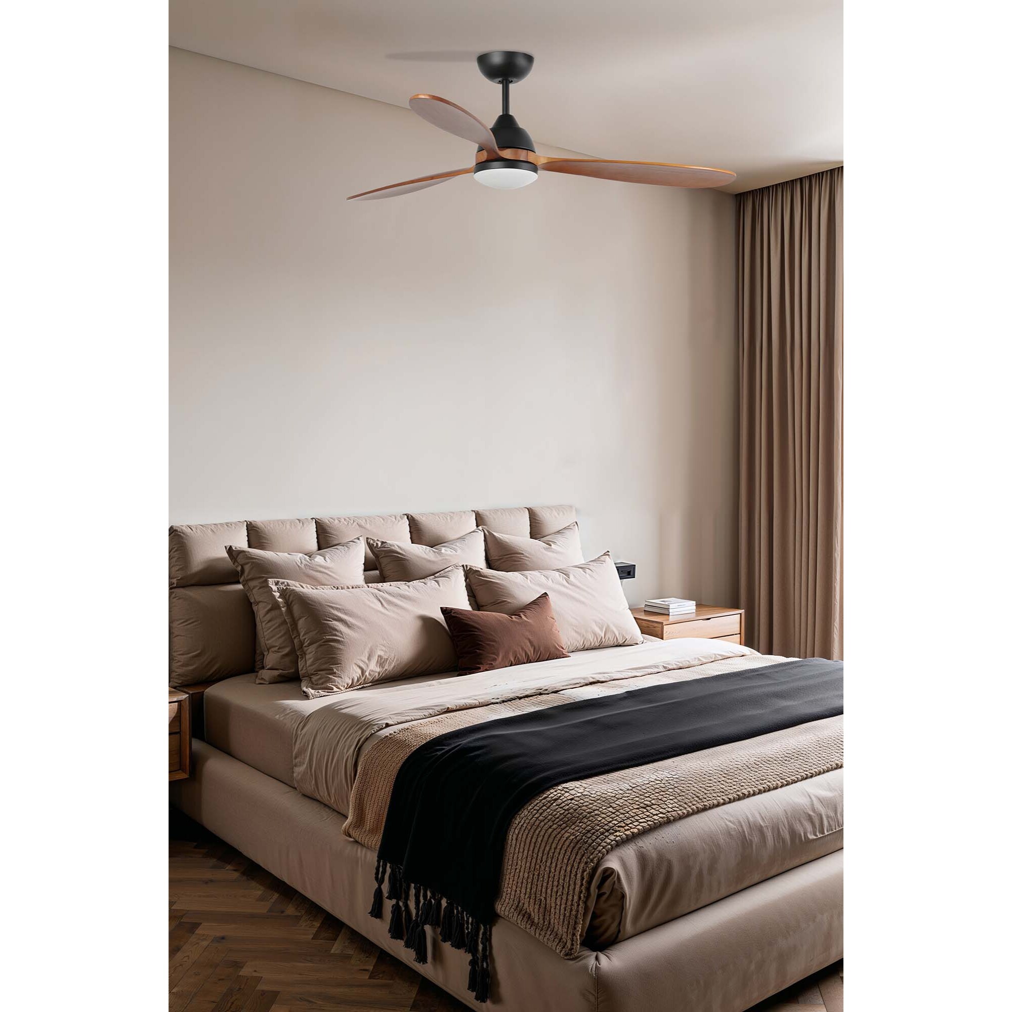 POROS L Ventilateur de plafond noir/noyer TUYA