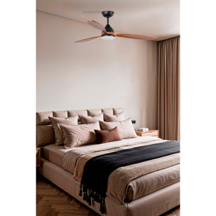 POROS L Ventilateur de plafond noir/noyer TUYA