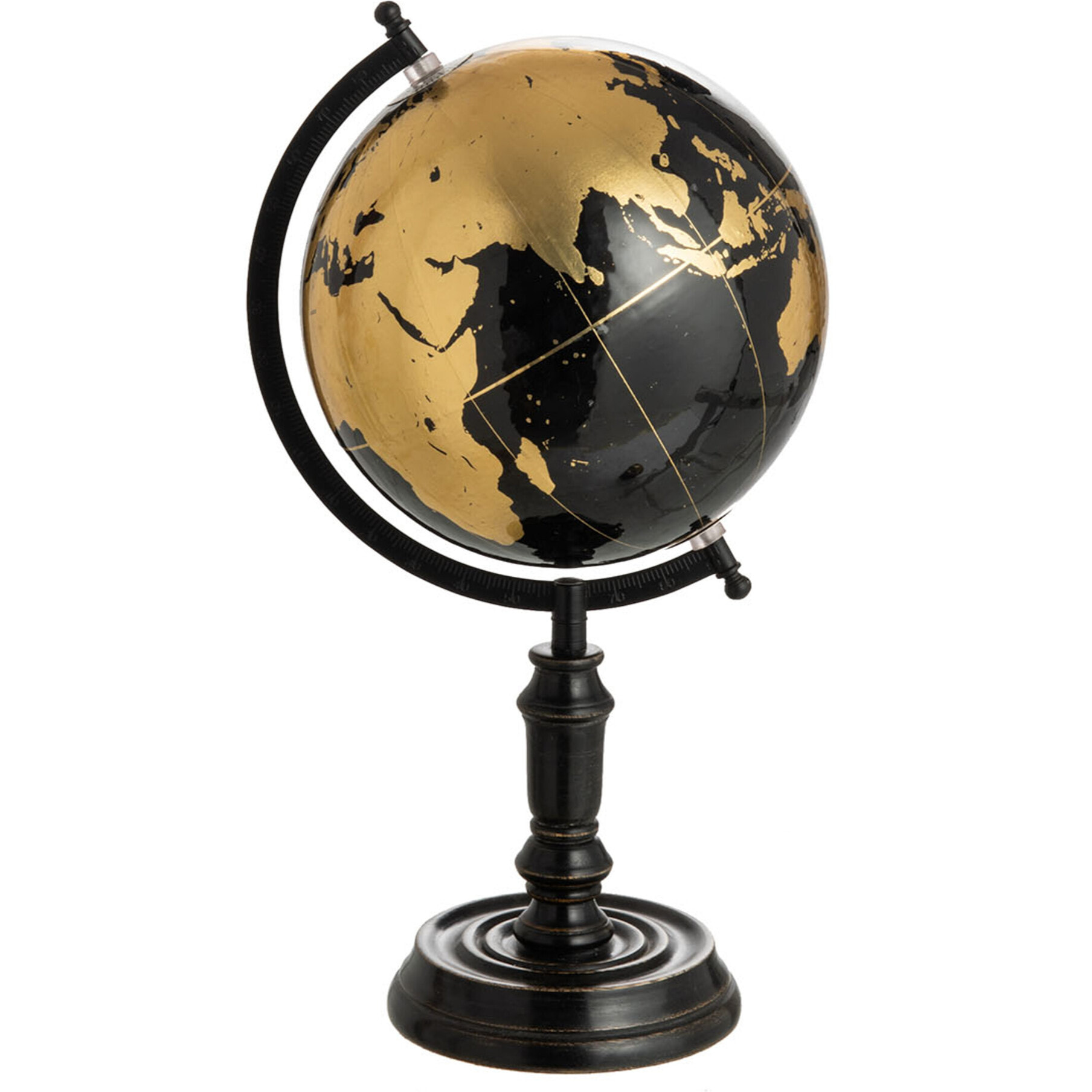 J-Line globe Sur Pied - bois - noir/or - medium