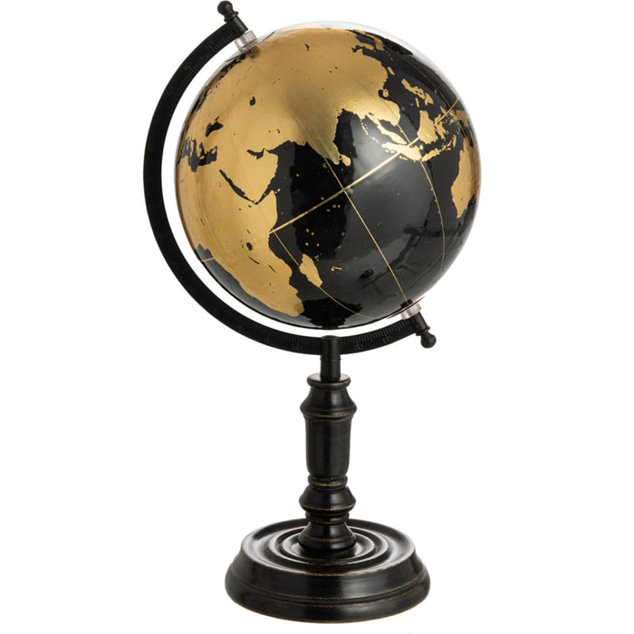 J-Line globe Sur Pied - bois - noir/or - medium