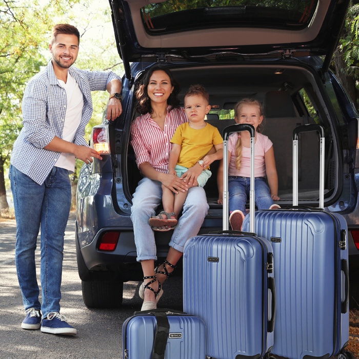 Juego De Maletas Rígidas Abs Itaca Sevron Azul Zafiro