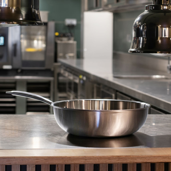 Wok en acier inoxydable 24 cm - fait en France - tous feux TRIPLY