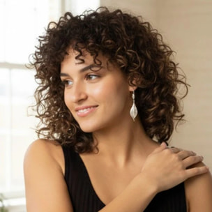 Pendiente plata hoja Swarovski rondel plata