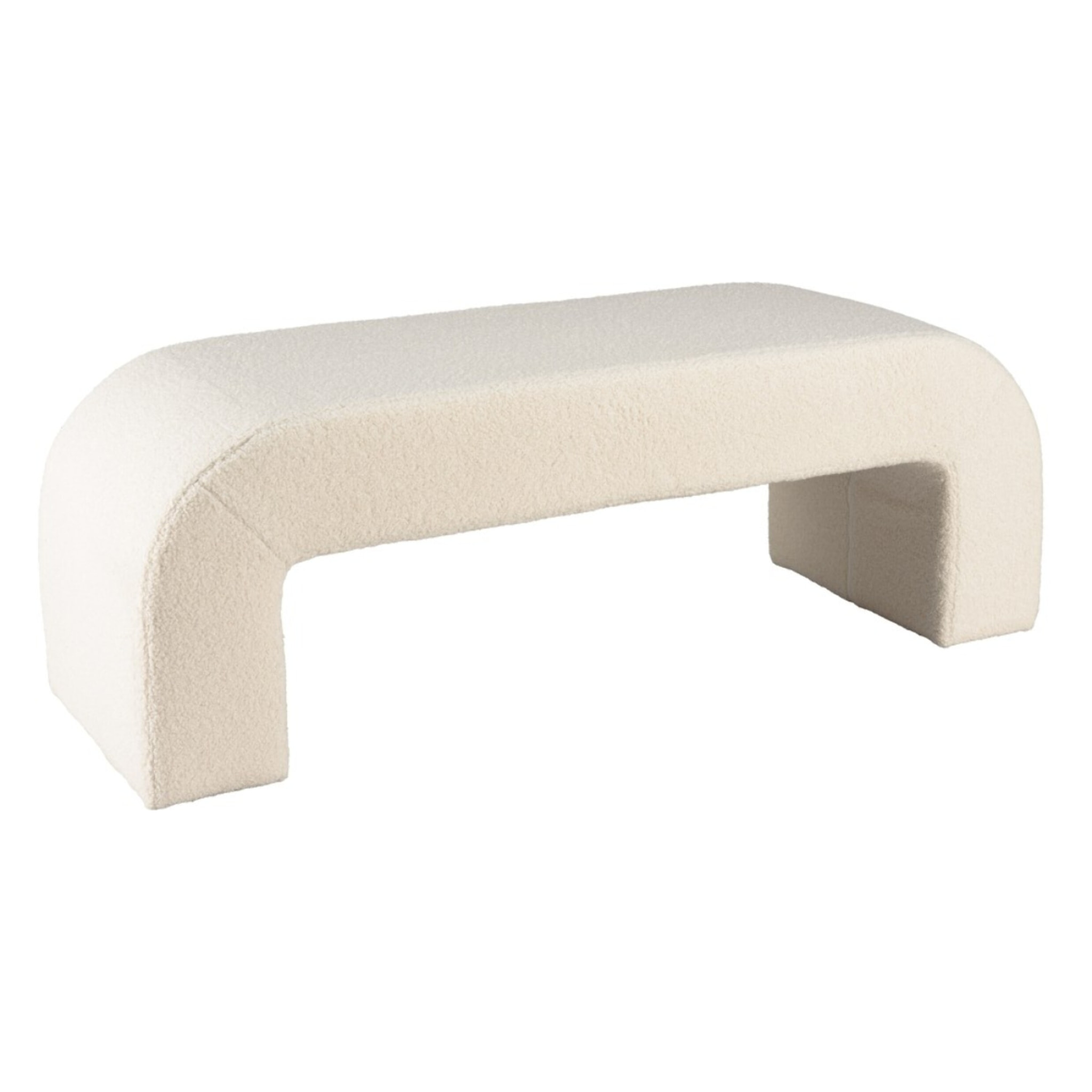 LEOPOLD - Banc en tissu bouclette écru