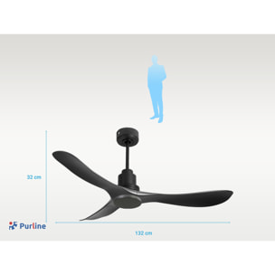 Ventilateur de plafond Réversible  Thermostat Wifi Moteur à courant continu Toits en pente Télécommande Hypersilence Mémoire Shopify Vendible (AUTOMATIQUE)