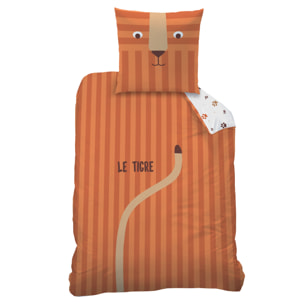 Parure de lit imprimée 100% coton, TIGRI