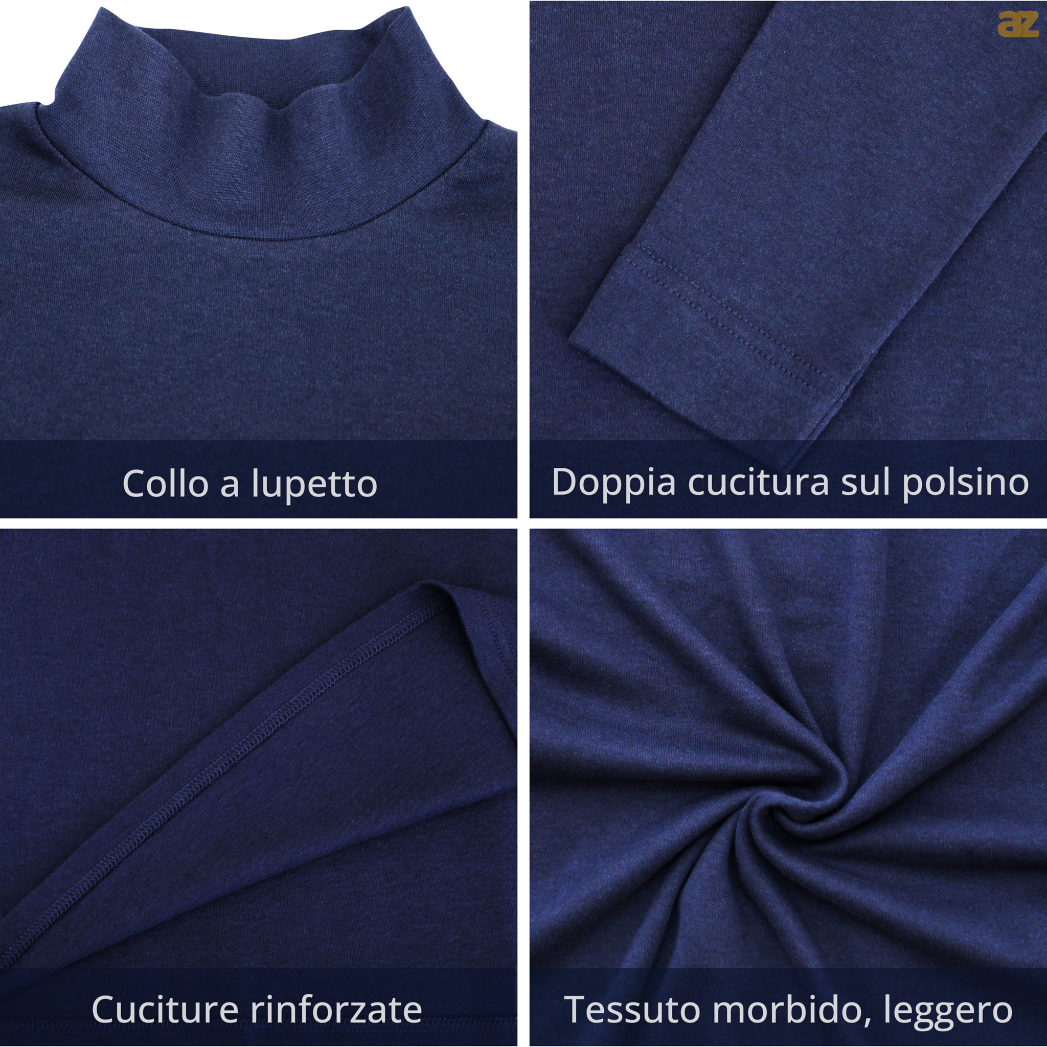 3 Maglie Lupetto Uomo Caldo Cotone Nottingham, Art. NOTLPUDI Blu