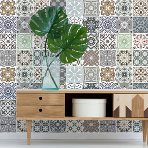 Stickers muraux - Sticker Mural Carrelage adhésif Cuisine Salle de Bain - 24 STICKERS CARRELAGES BEROBELLO