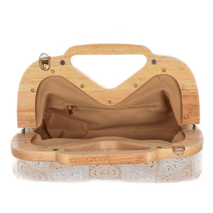 Bisenzio Bolso de mano Mujer. Fabricado en madera natural, algodón y paja trenzada.