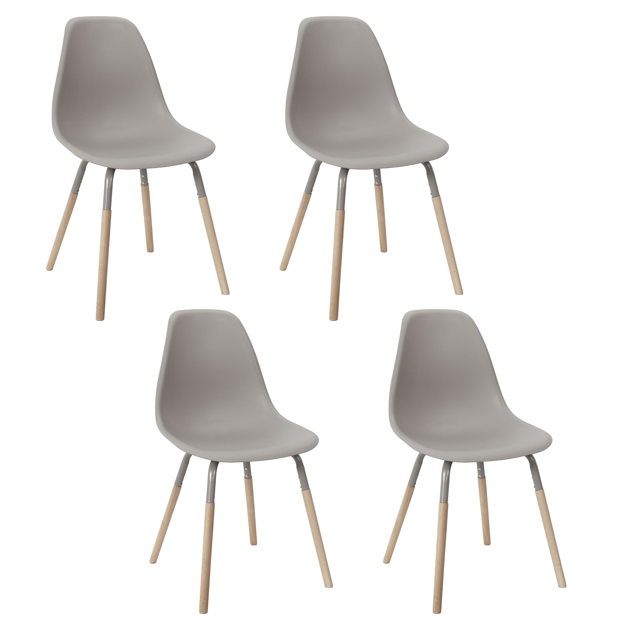Chaise Scandinave Phenix Taupe - Lot De 4