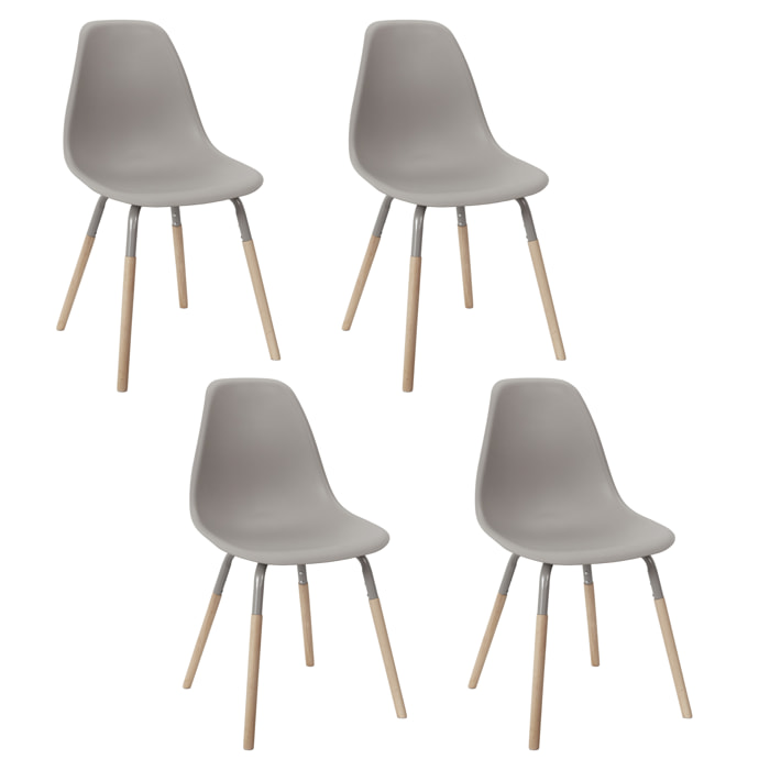 Chaise Scandinave Phenix Taupe - Lot De 4