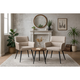 Set de 2 butacas – Tejido marrón y polipiel trasera