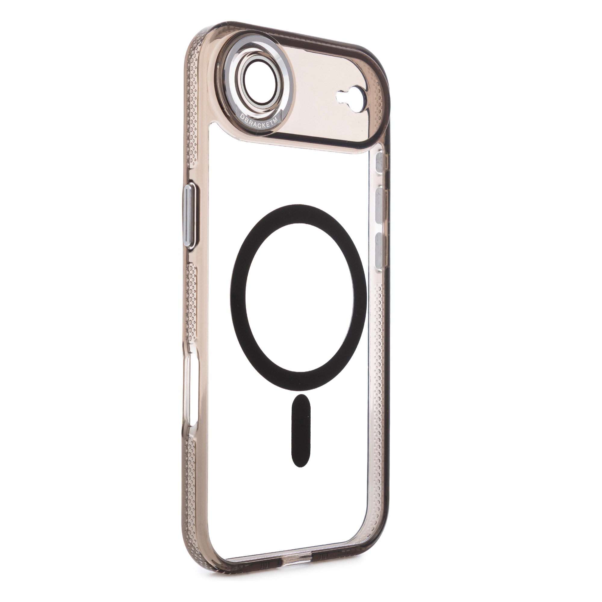 Carcasa transparente con cámara cubierta y bordes negros. Magsafe para iPhone 17 Air.