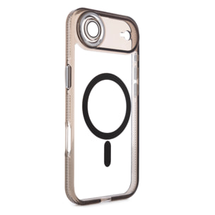 Carcasa transparente con cámara cubierta y bordes negros. Magsafe para iPhone 17 Air.