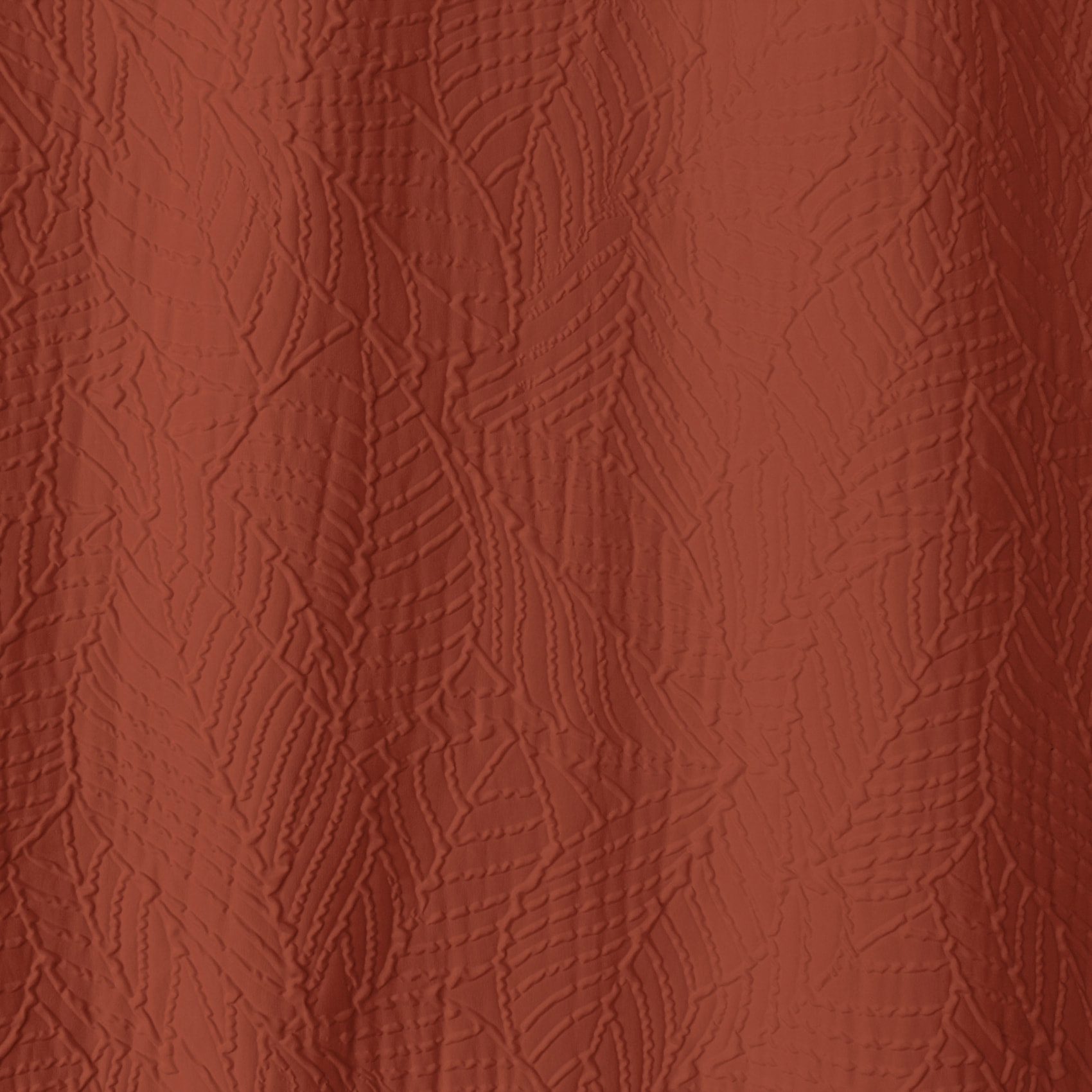 Rideau à oeillets feuillage aspect gaufré - Terracotta