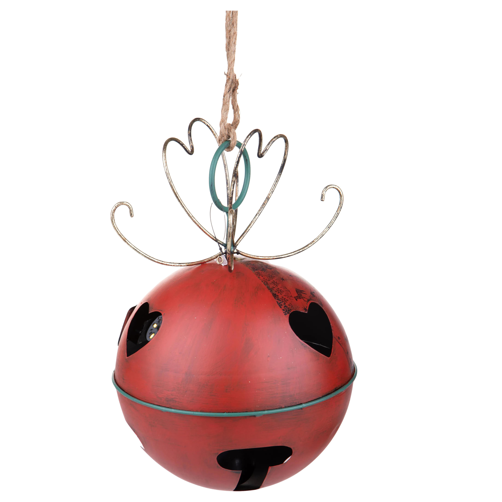 Sfera D.20 Cm con Led Metallo - Pezzi 1 - Colore:Rosso - Bianchi Dino - -