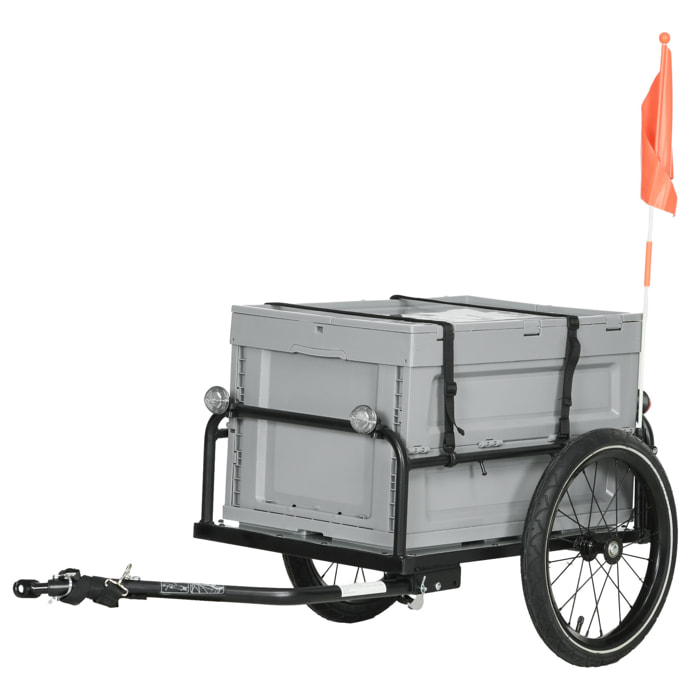 Remorque à vélo pliable avec coffre de rangement charge max. 40 Kg gris