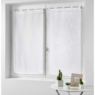 Paire de rideaux voilages  - Effet lin - Blanc