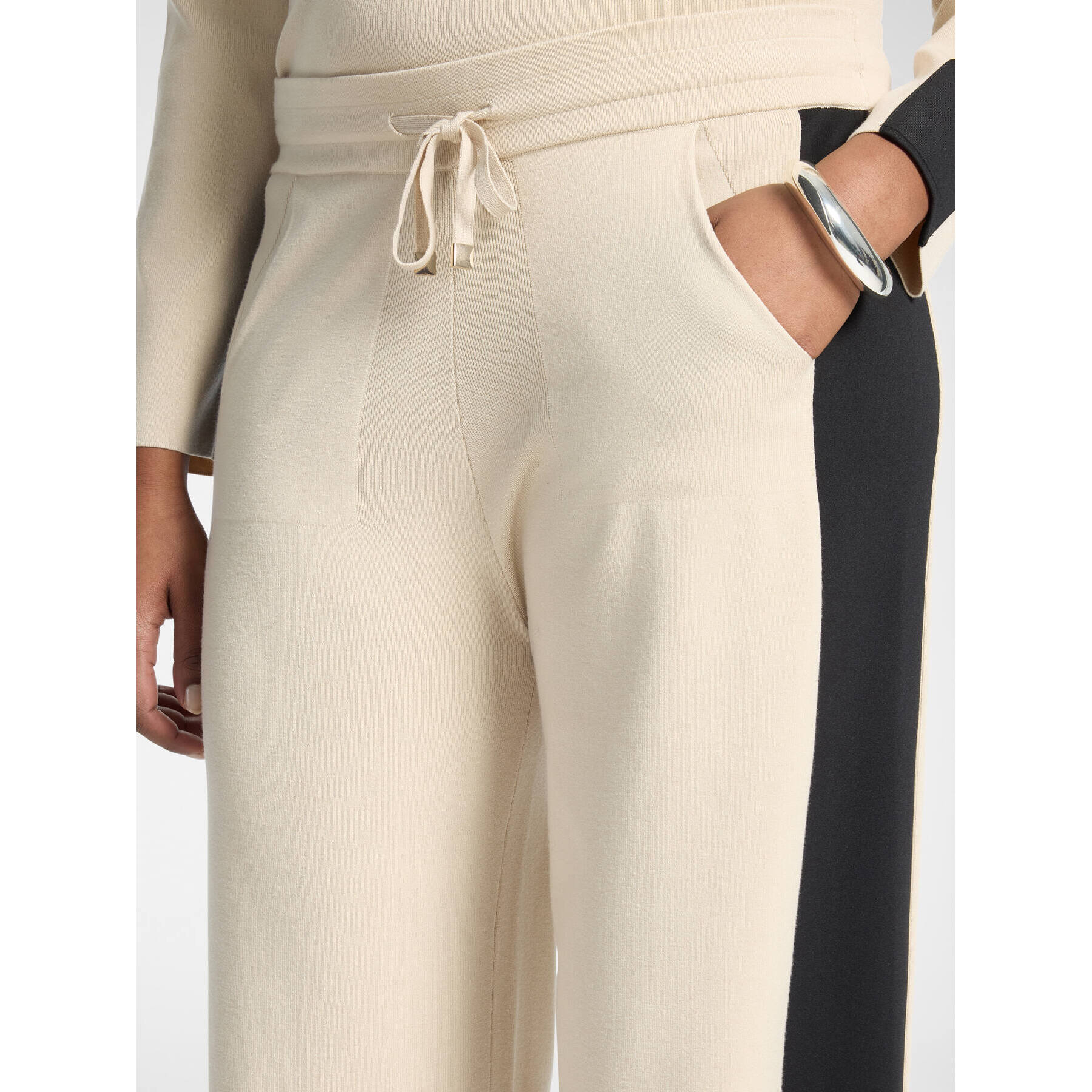 Elena Mirò - Pantaloni palazzo in maglia con coulisse - Beige