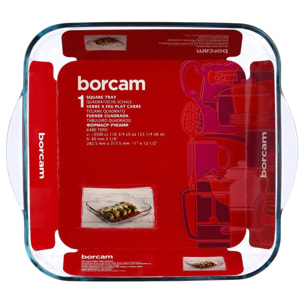 Plat carré 29x29cm transparent en verre