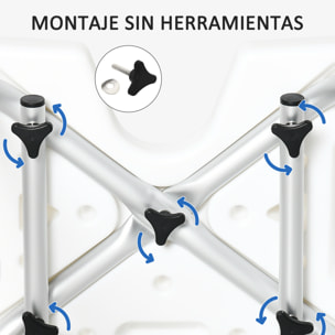 Silla para Ducha de Aleación Aluminio con Altura Ajustable 54x52x70-82 cm Blanco