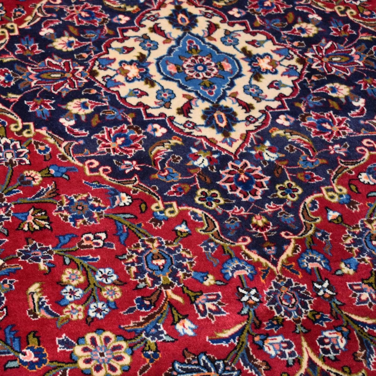 Authentique tapis persan Kashan de grandes dimensions, pièce unique, noué à la main en laine