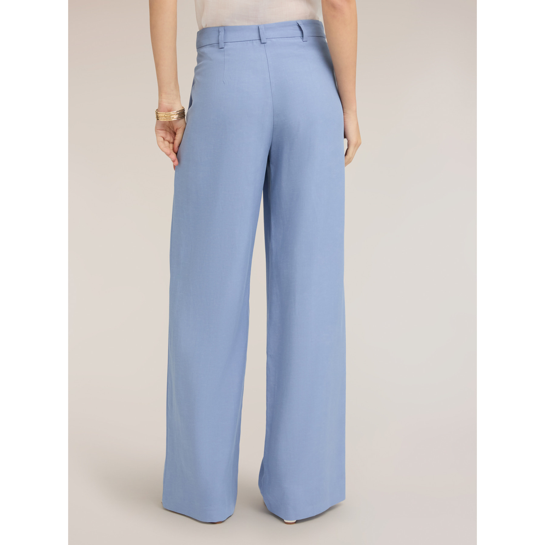 Motivi - Pantaloni palazzo in misto lino - Azzurro
