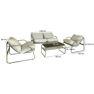 Salon de jardin vert 4 places acier inoxydable FLORENCE