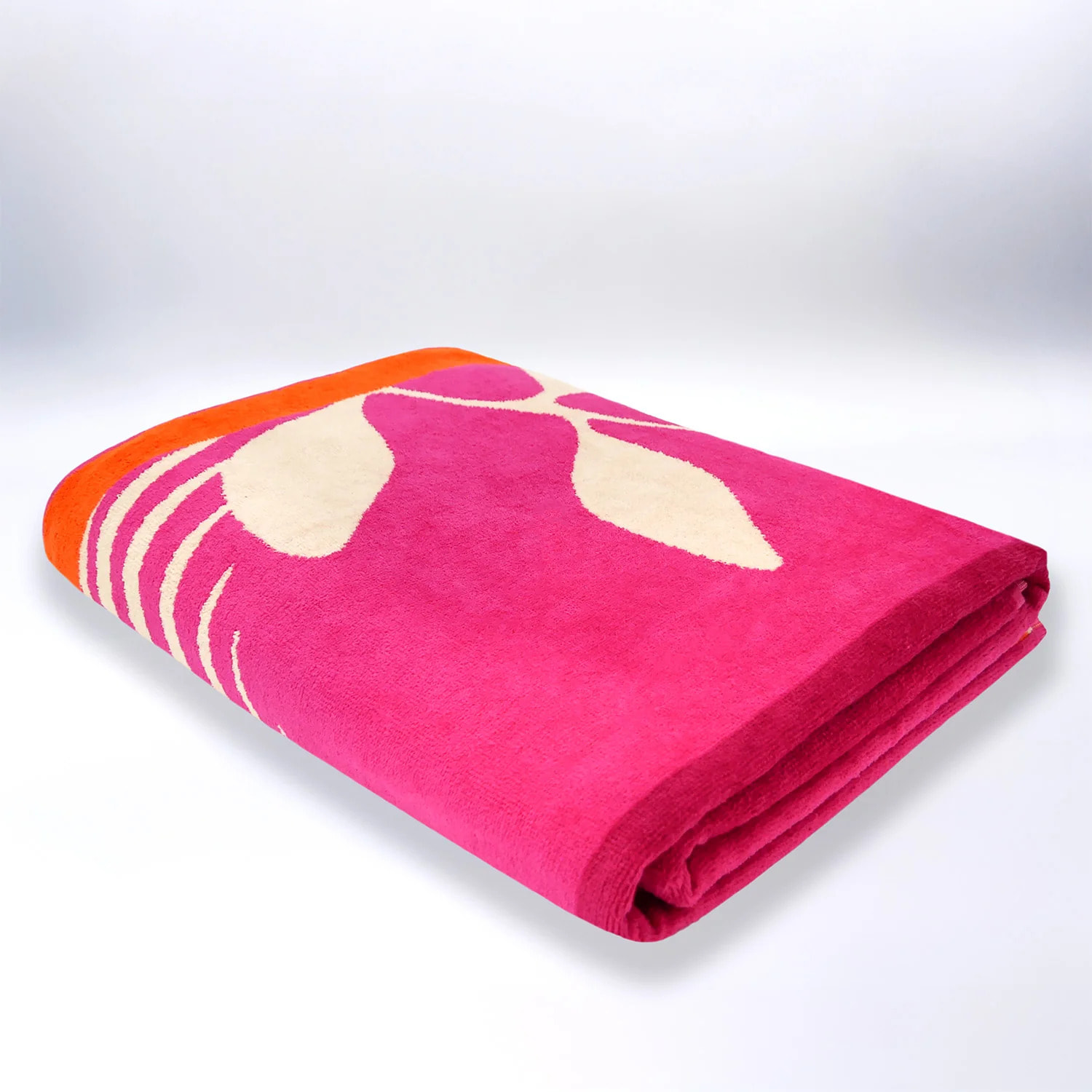 Serviette de plage XL éponge velours Jacquard Rose 140x180 400g/m² - Carlina
