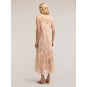 Motivi - Vestito lungo in pizzo con sottoveste - Rosa cipria