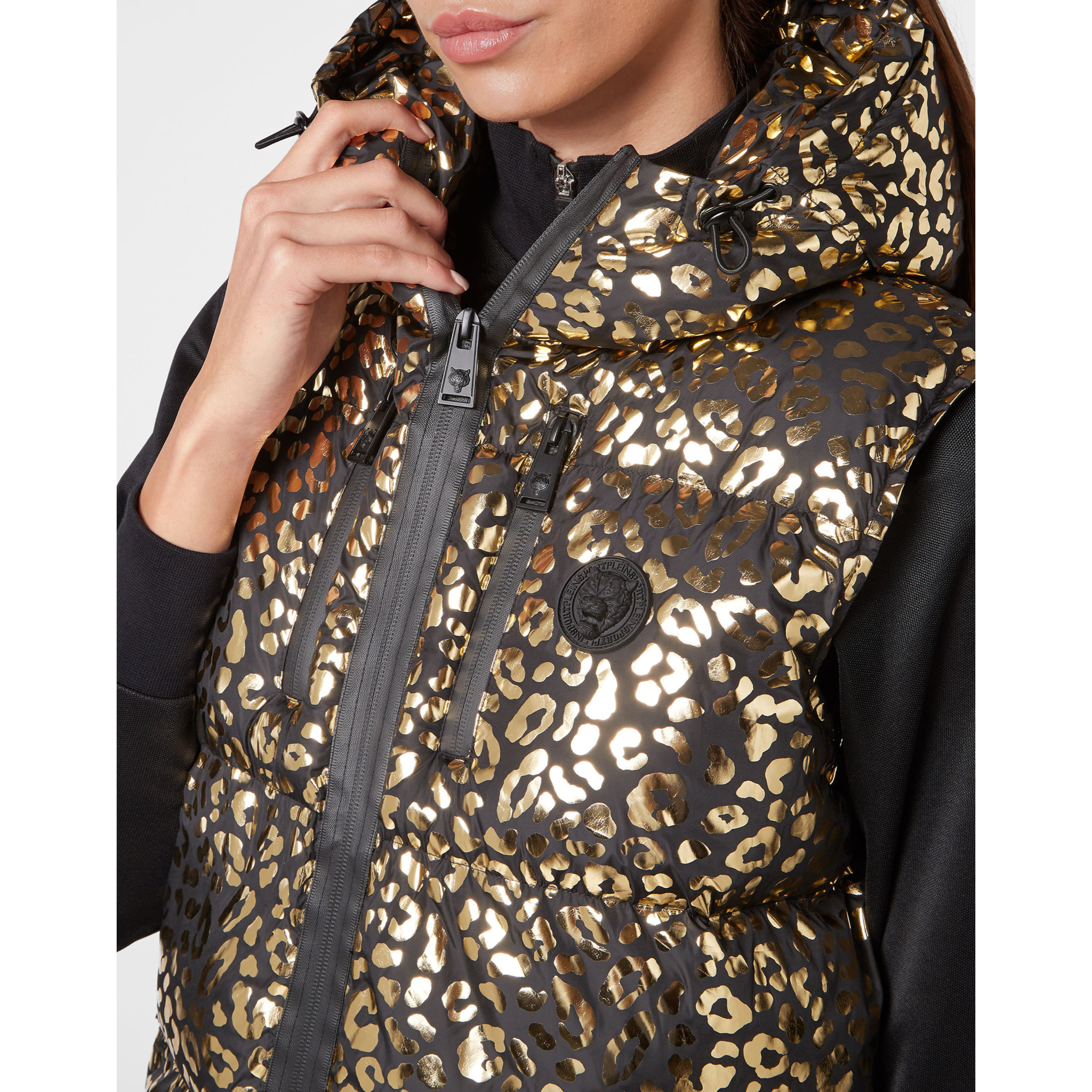 PLEIN SPORT Chaleco de plumón LEOPARD