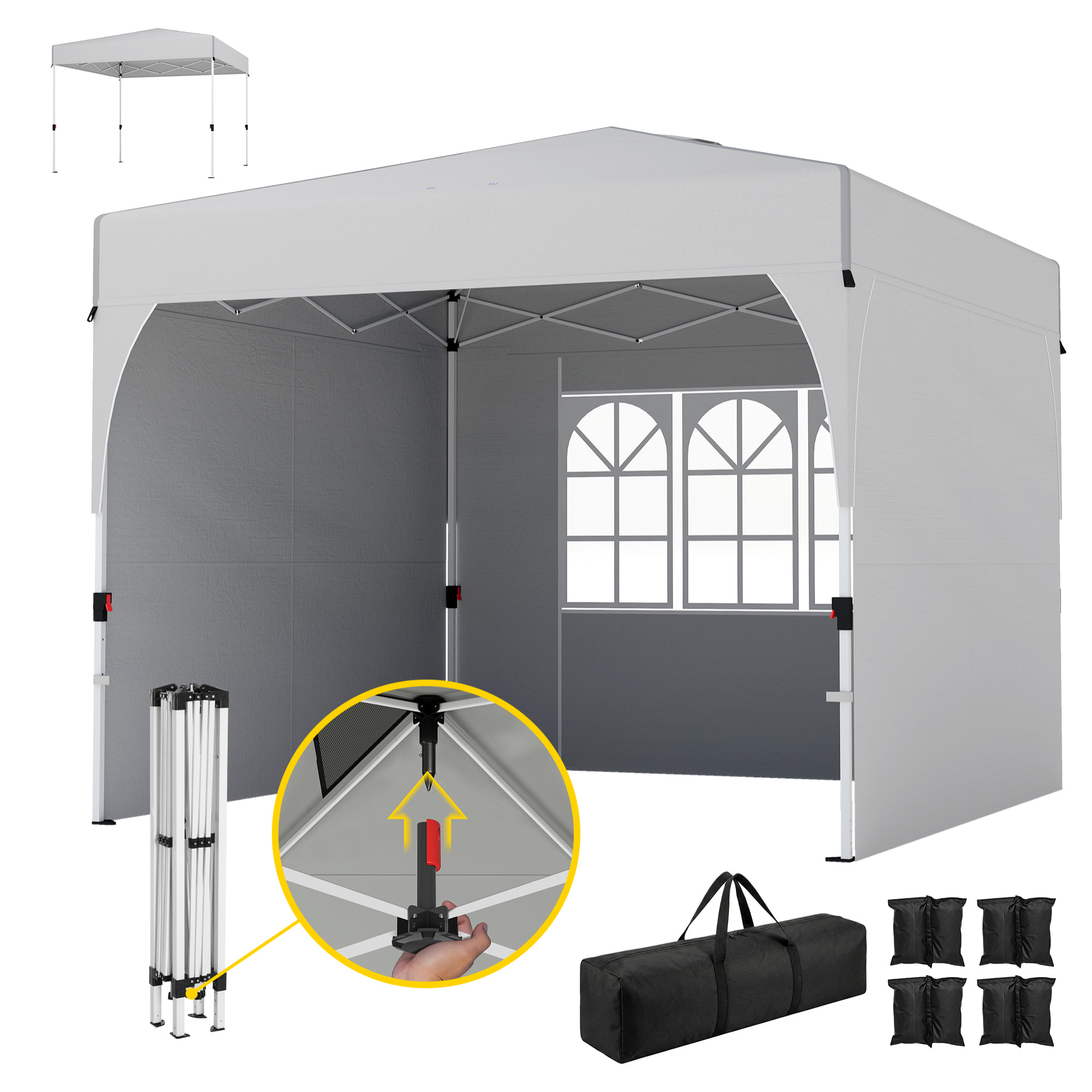 Tonnelle pliante pop up 3 x 3 m protection UPF 50+ tissu oxford crème