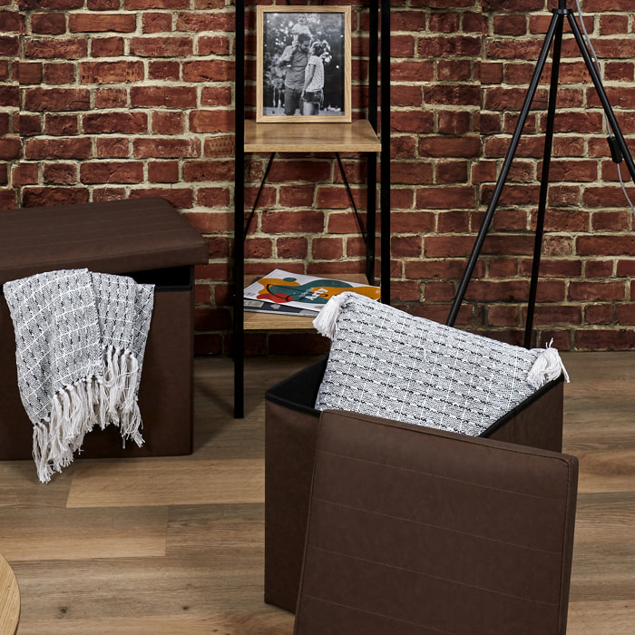 Coffre Pouf Pliable Pu Marron