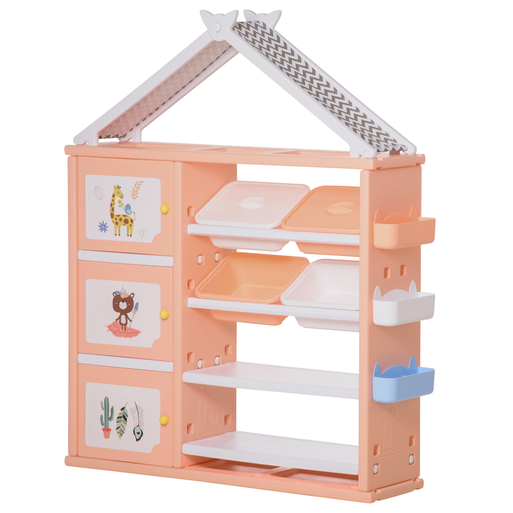 Estantería Infantil de Juguetes con Cajas Estantes y Cestas 128x34x155cm Naranja