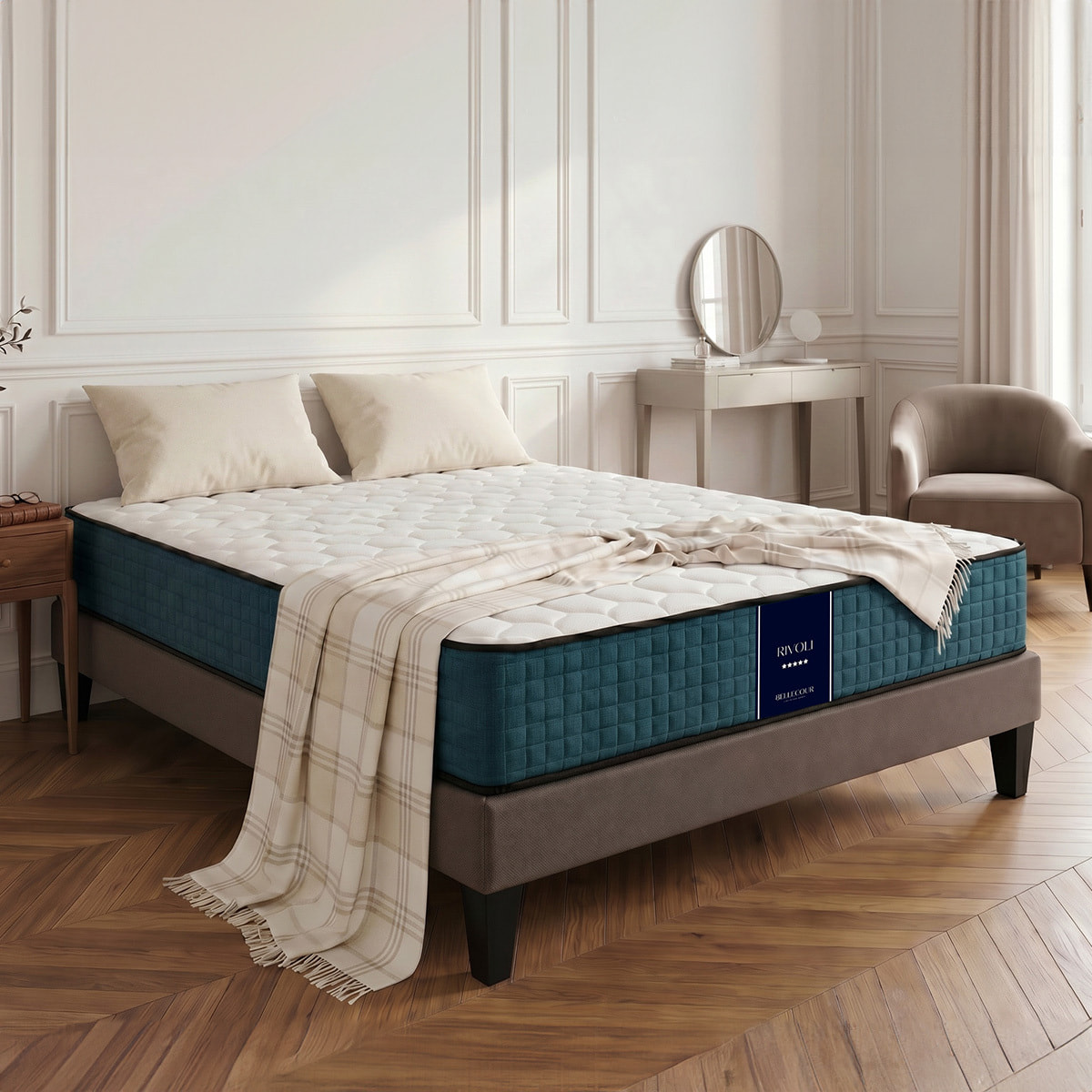Ensemble Rivoli 2 places | Matelas Memoire de forme avec sommier en bois