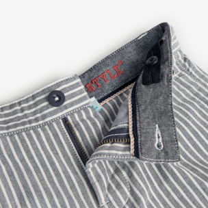 Bermudas oxford niÃ±o, estampado de rayas, botÃ³n, gris oscuro