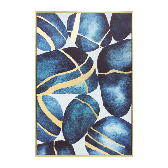 Cuadro Bérgamo poliéster azul-dorado 92x62x4 cm