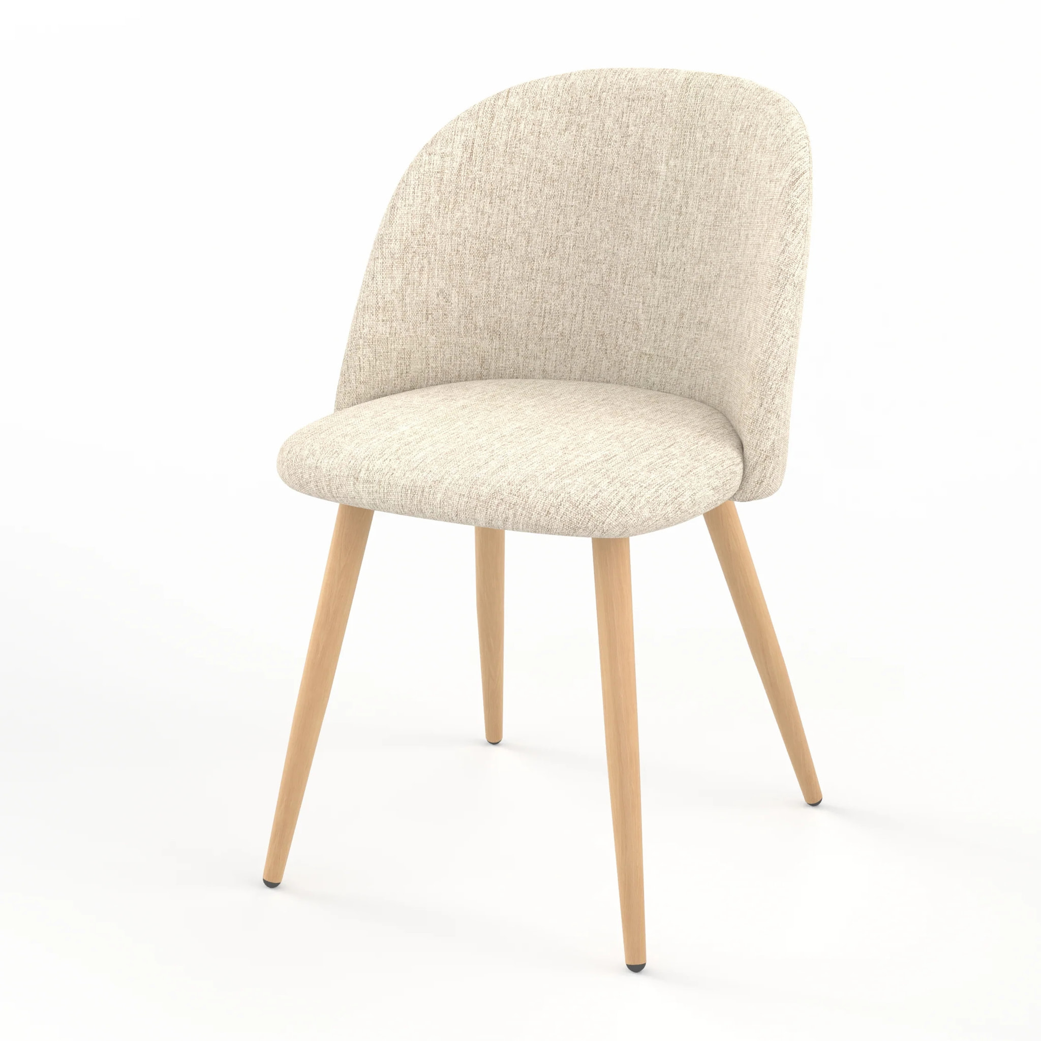 Lot de 2 chaises en tissu greige et pieds en métal imitation bois - Cozy
