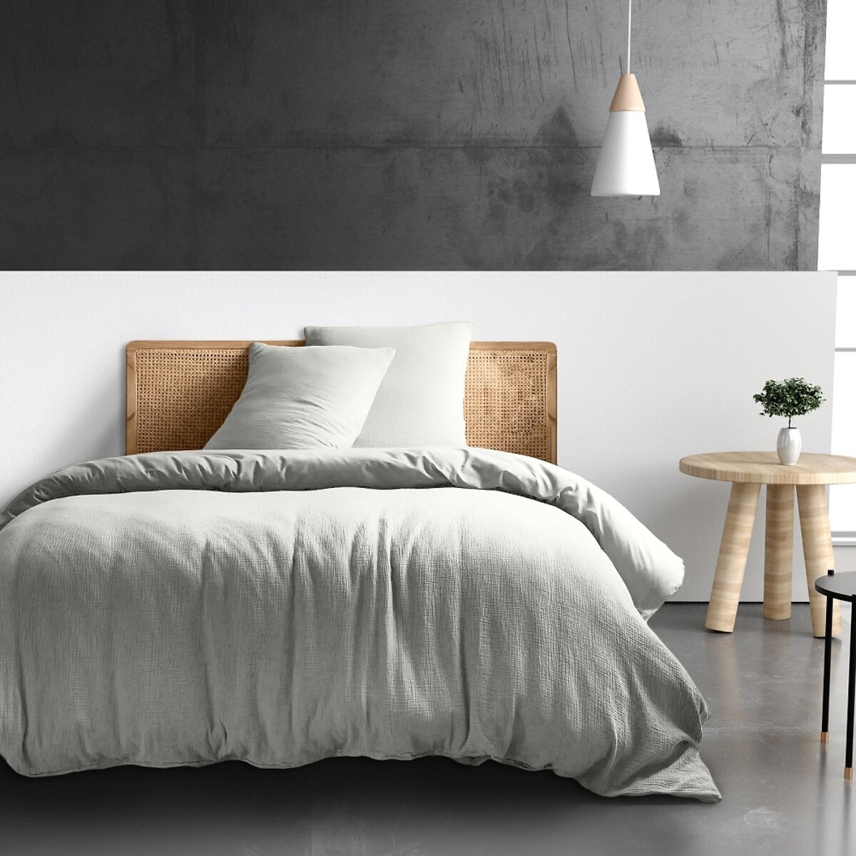 Housse de couette gaze de coton gris glacier