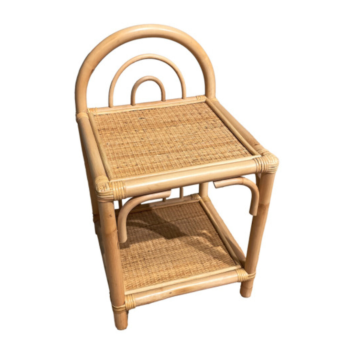 Table d'appoint H. 56 cm en rotin et cannage 2 tablettes – VIVIA