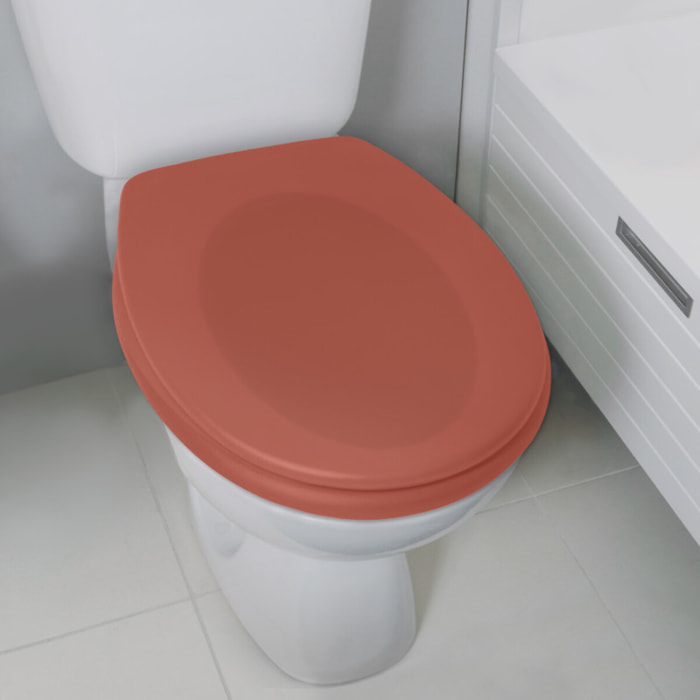 Abattant wc Thermo dur avec frein de chute NEELA Terracotta mat - Charnières ABS Chromé Spirella