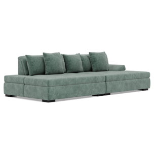 Vermont - canapé droit 4 places avec double méridienne - assise profonde - en velours texturé - Vert