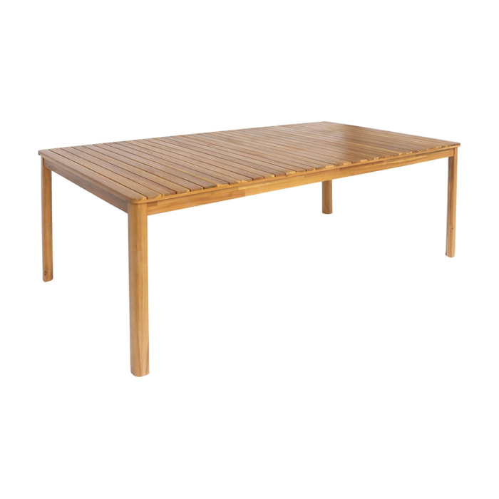 Table de jardin SENORA acacia naturel avec coins arrondis. 10 places. 200 x 100 x 75 cm