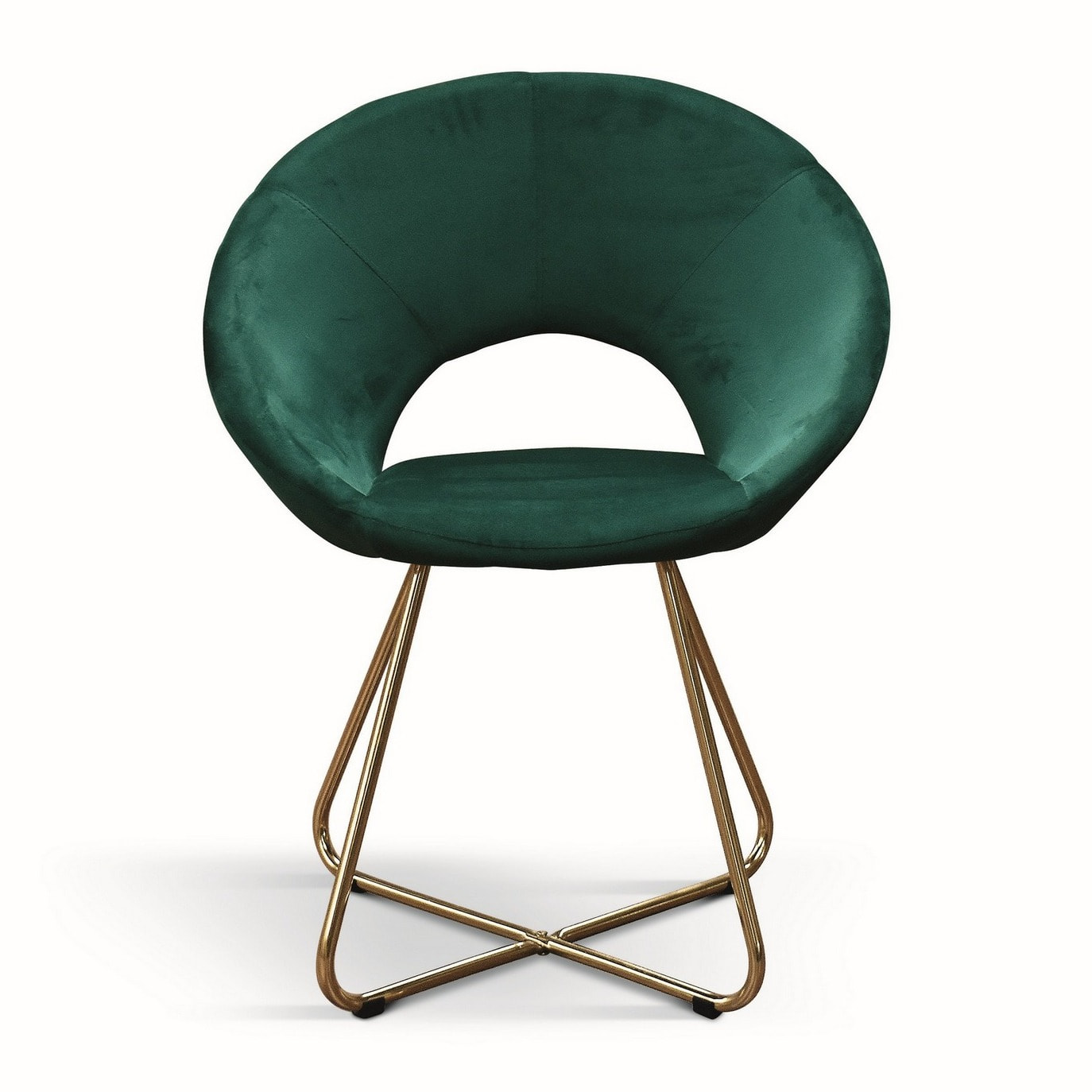 Set di 2 poltroncine ZANTE in tessuto effetto velluto verde e base in metallo color oro